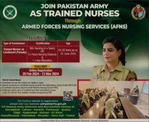 Trained Nurse Jobs In Pak Army 2024