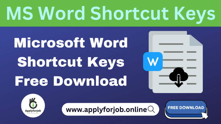 MS Word Shortcut Keys Free Download-ApplyforJob