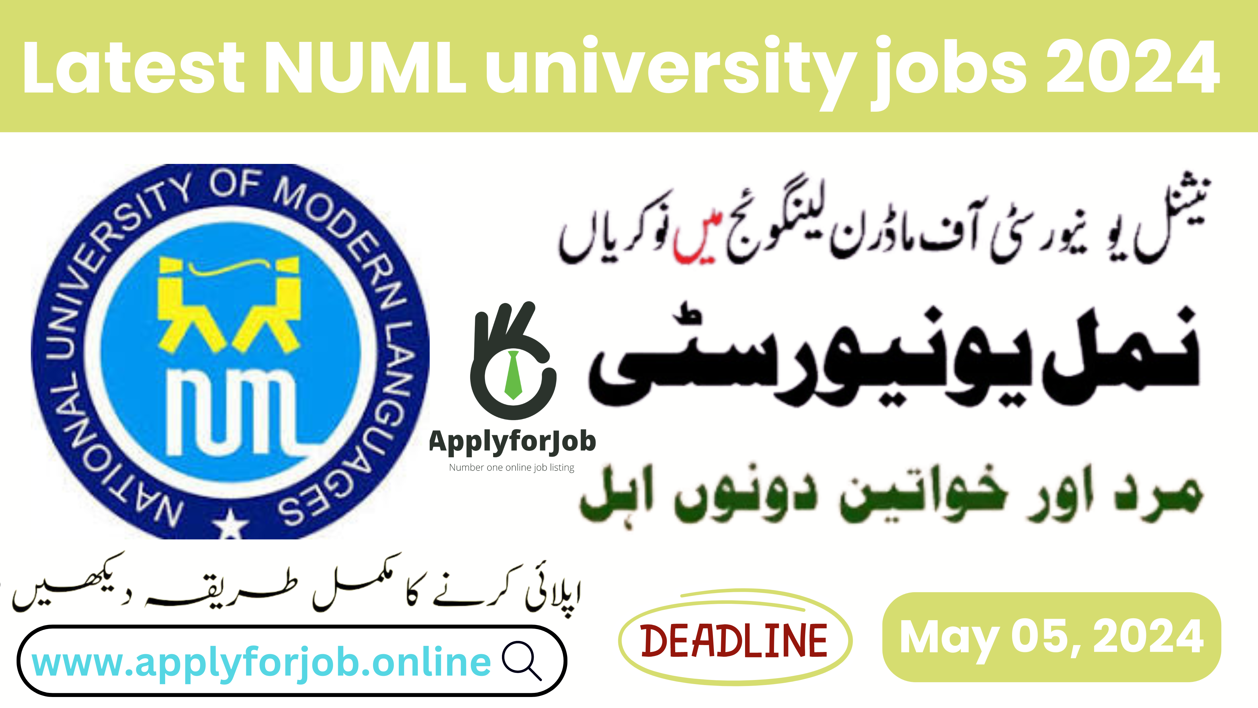 Latest NUML university jobs 2024 Apply Now-ApplyforJob