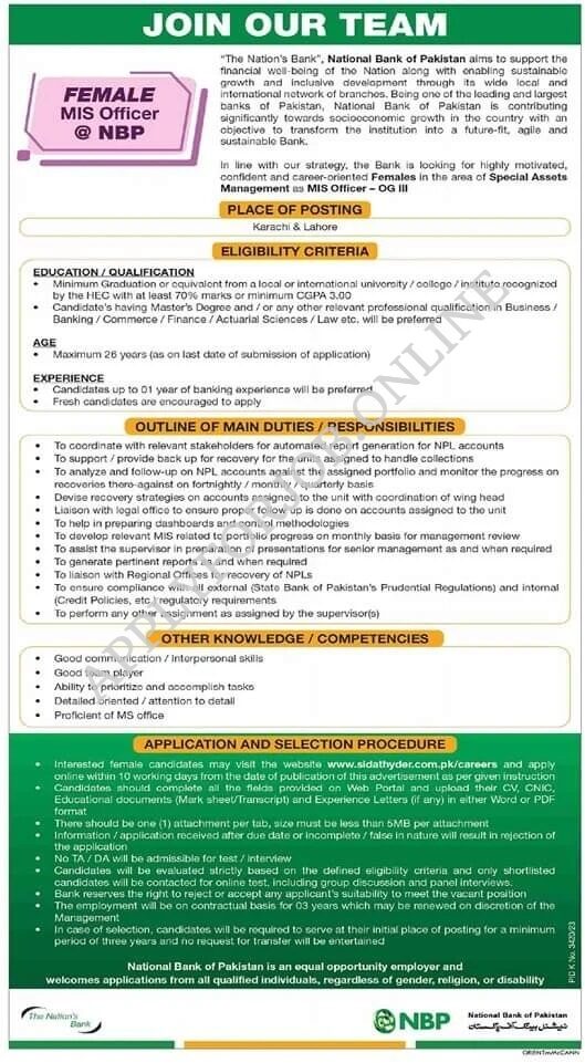 National Bank of Pakistan NBP Jobs 2024-ApplyforJob