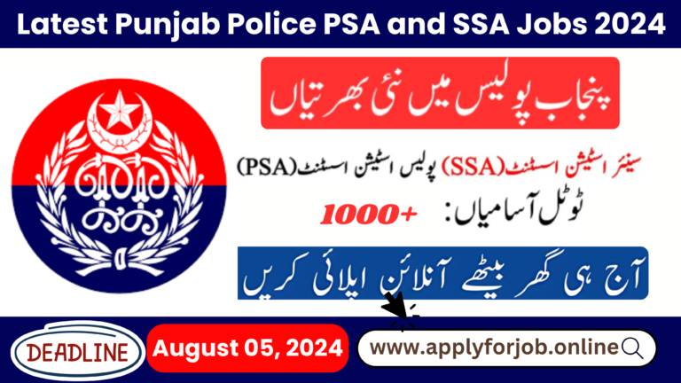 Latest Punjab Police PSA and SSA Jobs 2024-ApplyforJob