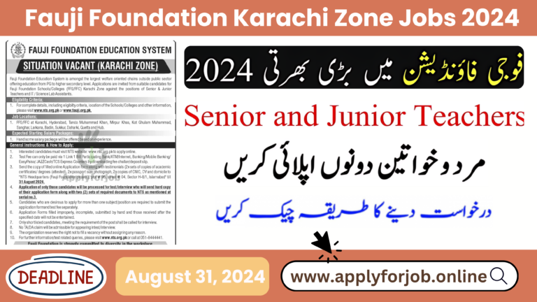 Fauji Foundation Karachi Zone Jobs 2024-ApplyforJob