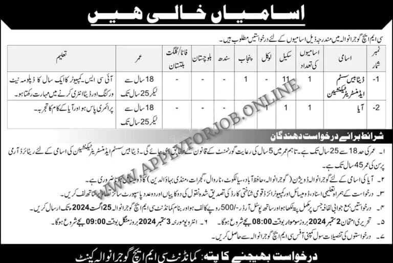 Latest CMH Gujranwala Jobs 2024 Advertisement-ApplyforJob