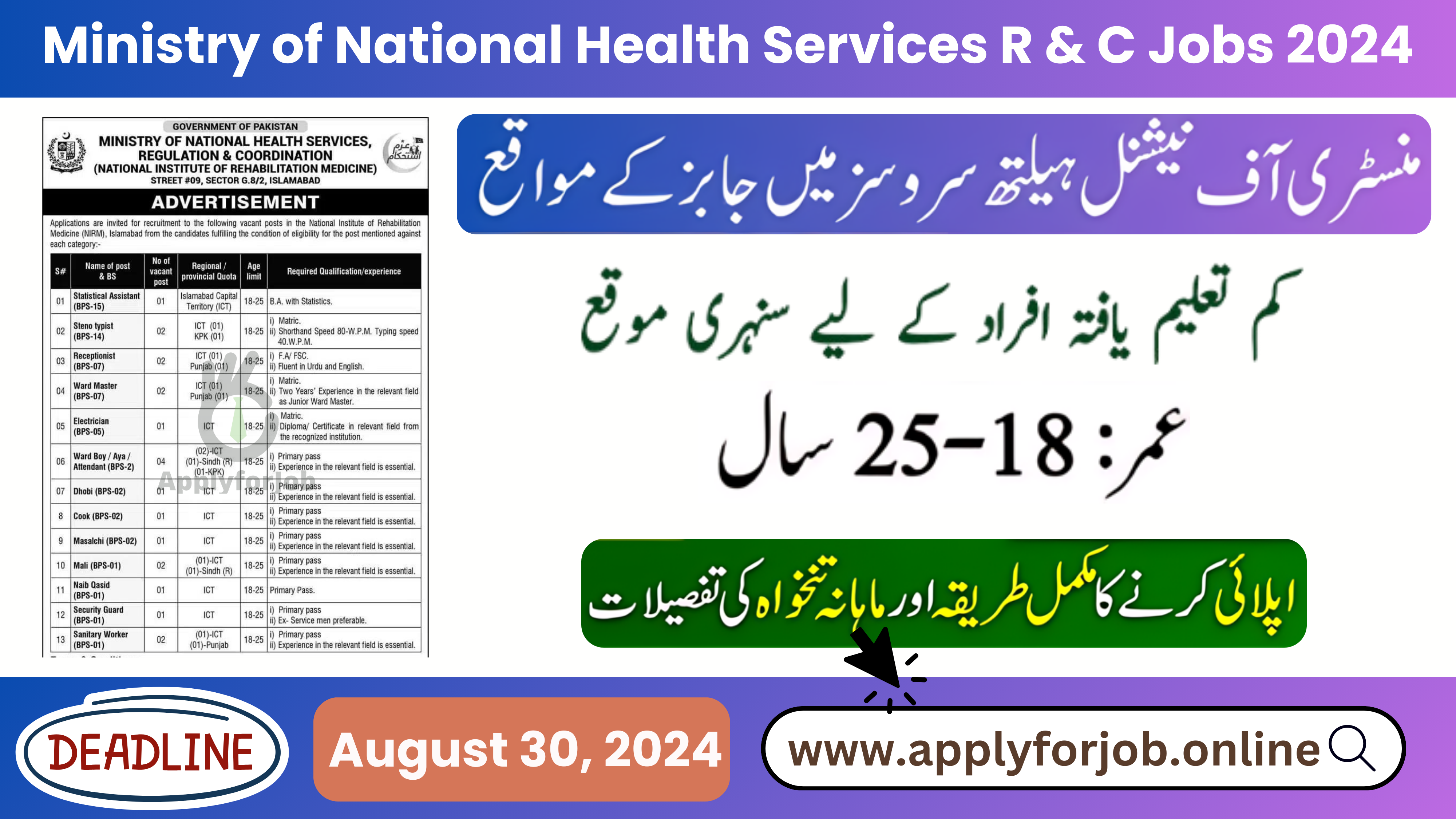 Ministry of National Health Services R & C Jobs 2024-ApplyforJob