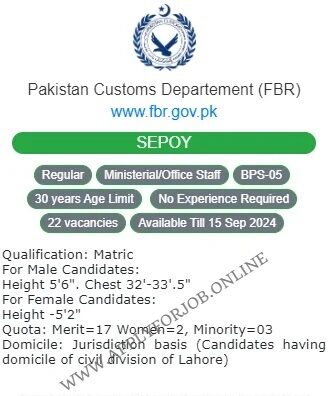 FBR Jobs Today Advertisement 2024 Apply Now-ApplyforJob