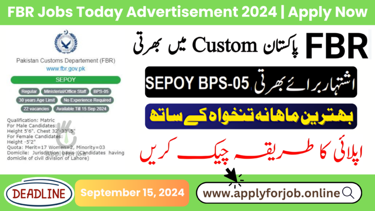 FBR Jobs Today Advertisement 2024 Apply Now-ApplyforJob