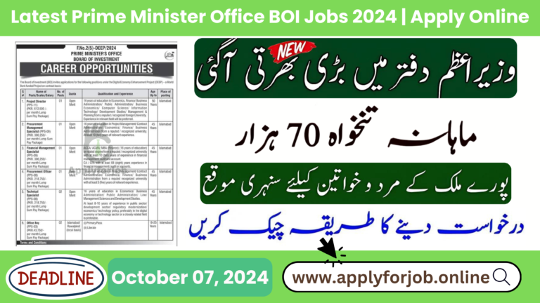 Latest Prime Minister Office BOI Jobs 2024-ApplyforJob