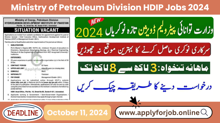 Ministry of Petroleum Division HDIP Jobs 2024-ApplyforJob