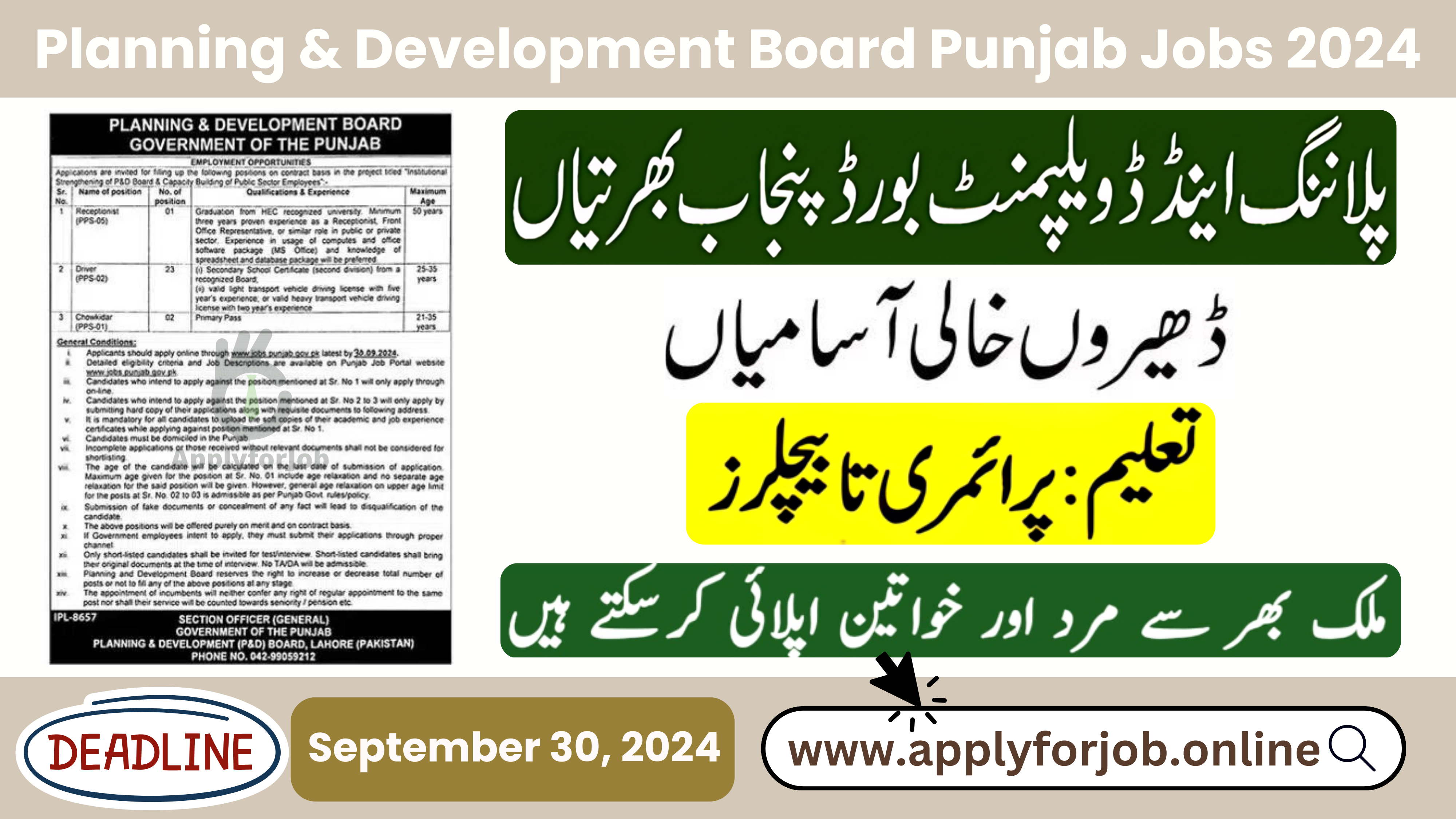 Planning & Development Board Punjab Jobs 2024-ApplyforJob