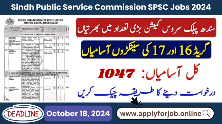 Sindh Public Service Commission SPSC Jobs 2024-ApplyforJob