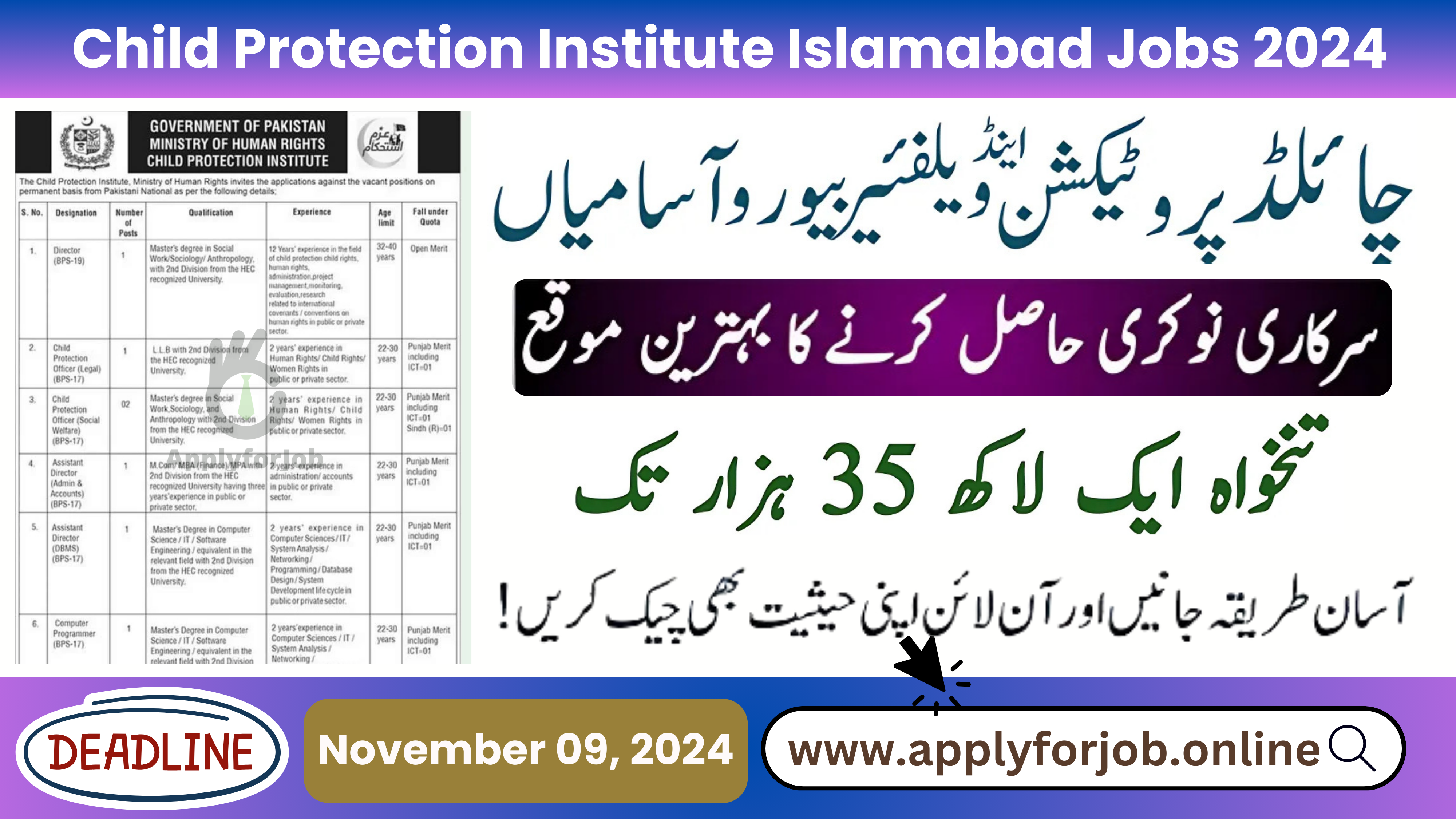 Child Protection Institute Islamabad Jobs 2024-ApplyforJob