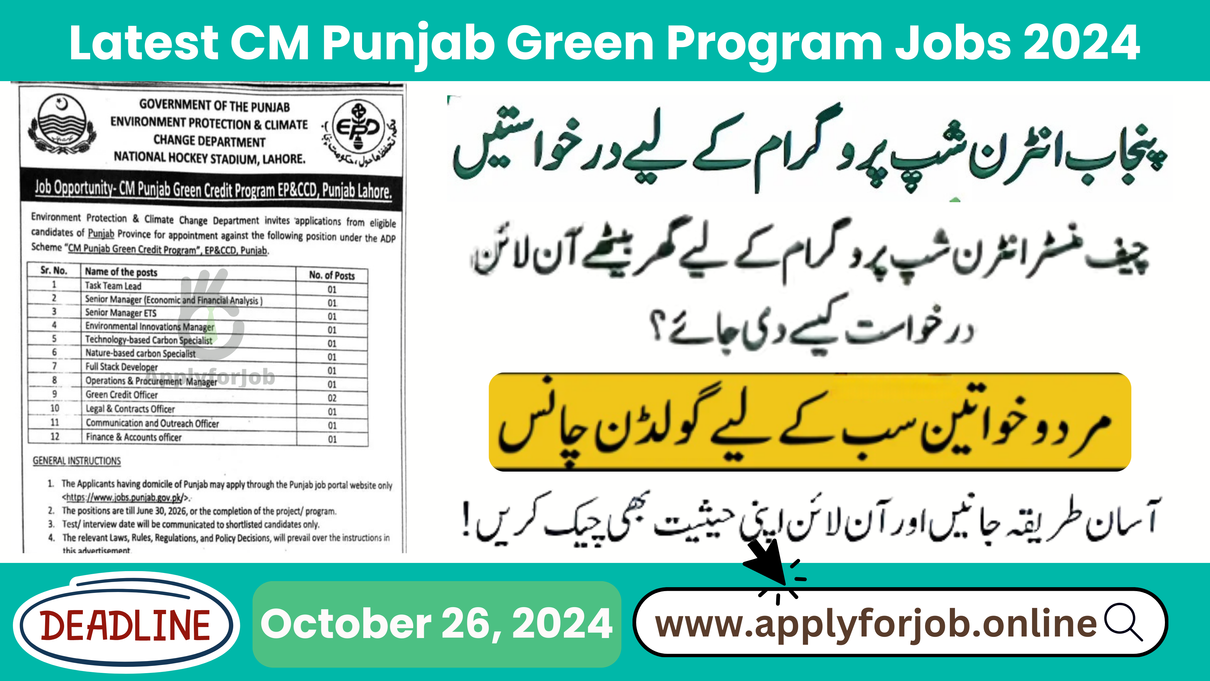 Latest CM Punjab Green Program Jobs 2024-ApplyforJob