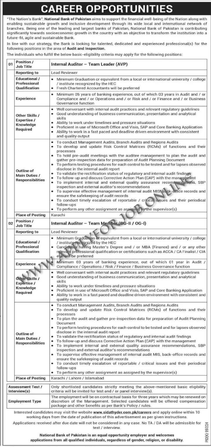 National Bank of Pakistan NBP Jobs 2024-ApplyforJob