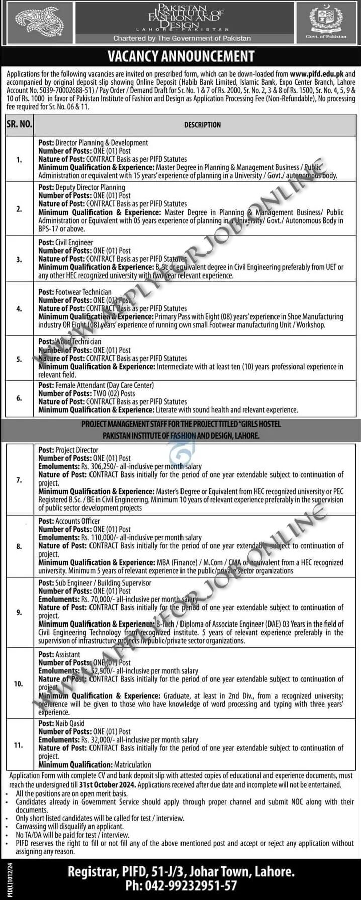 Pakistan Fashion & Design Institute Jobs 2024-ApplyforJob